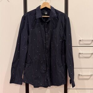 H&M Men's Dark Blue Casual Shirt